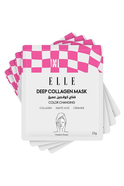 ELLE Deep Collagen Color Changing Mask-Anti-Aging, Hydrating Overnight mask - Pack of 4