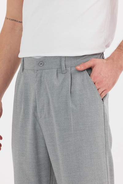 HAWKKİNG Men's Pleated Baggy Pattern Fabric Trousers