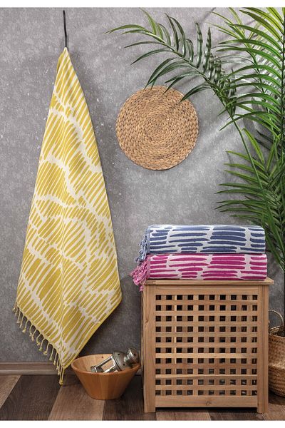 Sevim Mustard Muslin Peshtemal - 100% Cotton - Soft Texture - 90x170 Cm