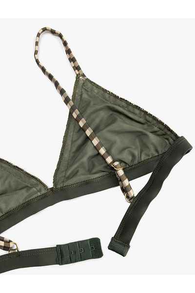 Koton Σουτιέν Bralet με λεπτομέρεια από δαντέλα με μοτίβο Gingham χωρίς επένδυση