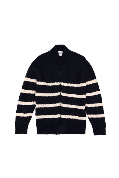 U.S. Polo Assn. Boy's Zippered Navy Blue Knitwear Cardigan 50295651 -Vr033