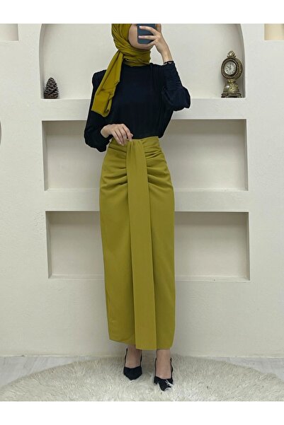 Modamorfo Pleated Skirt with Draped Front