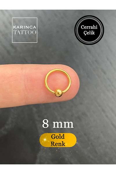 Karınca Piercing 8 Mm Gold Color Tragus Lip Forward Helix Septum Smiley Nose Ear Ring Piercing