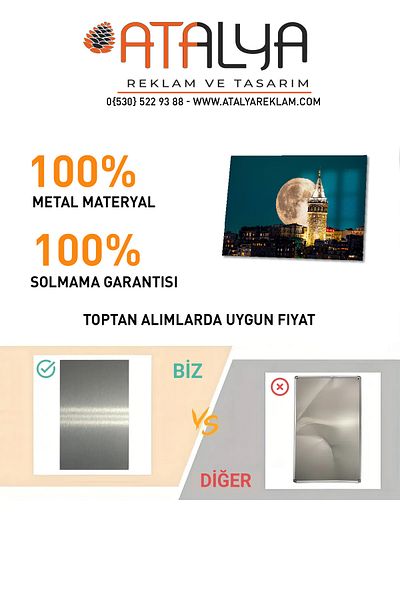 Atalya Reklam ve Tasarım Metal Poster Table Galata Tower (Premium Uv)