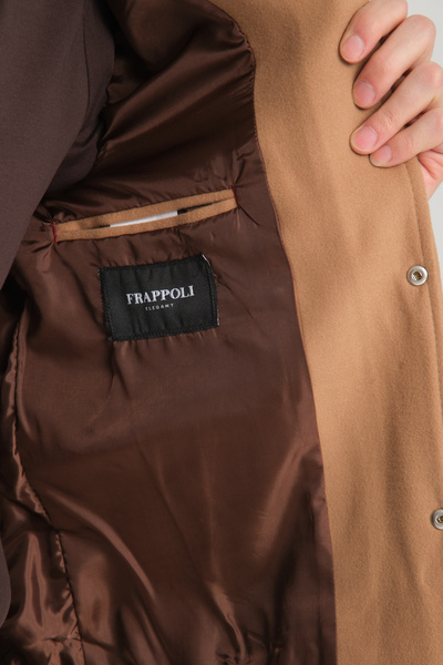 Frappoli Snap Fastener Men's Polo Neck Short Stamp Coat Slim Fit