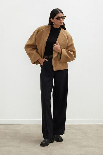 Manuka Jacqueline Short Stamp Coat - Camel