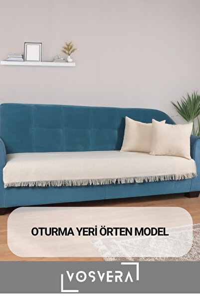 vosvera Oturma Yeri Pamuklu Çekyat Koltuk Örtüsü 100x225 Cm Hediyeli 2 Adet 40x40 Cm Kırlent Kılıfı