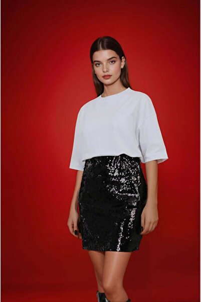 FABB Fusta neagră cu paiete cu paiete