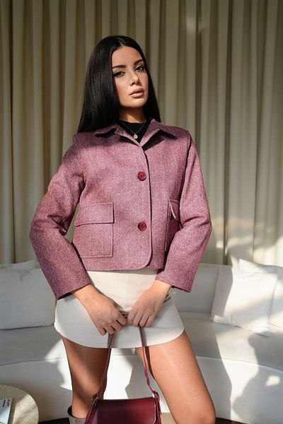 Tuba Butik Women's Short Jacket with Fish Back Pattern