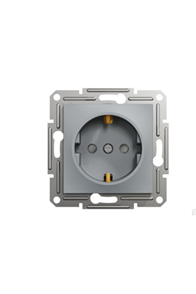 Schneider Electric مقبس كهربائي أسفورا بلس EPH2900262 من الفولاذ مع حماية للأطفال، بدون إطار