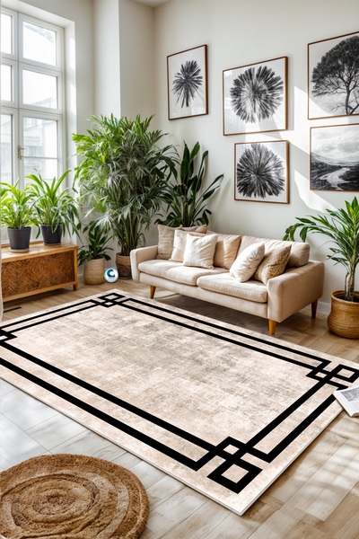 Confidence Home Dijital Baskı Yıkanabilir Kaymaz Taban Salon Halısı Mutfak Ha...