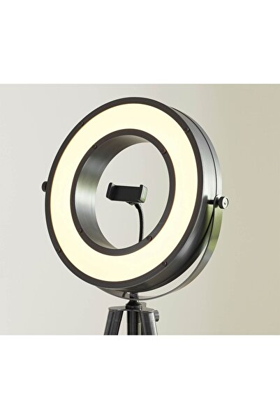 Pottery Barn iLED Halka Işık Zemin Lambası, Antik Bronz Kaplama, Sağlam Çelik ve Alüminyum Malzeme