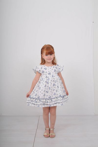 Filizdens Kids Φόρεμα για κορίτσια Floral διπλό βολάν Βαμβακερό φόρεμα μουσελίνας Casual φόρεμα γενεθλίων