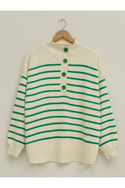 Modamorfo Half-Neck Knitwear Sweater with Buttons on the Collar