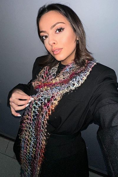 TAKIŞTIR شال/وشاح محبوك بألوان مختلطة