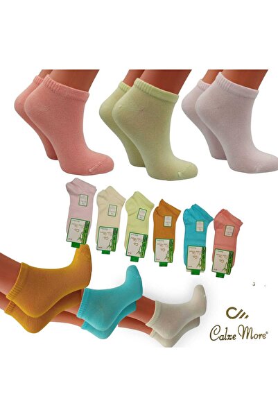 CALZEMORE 6'LI KADIN RENKLİ PARFÜMLÜ YIKAMALI KADIN PATİK ÇORAP