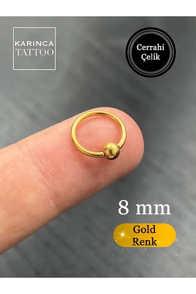 Karınca Piercing 8 Mm Gold Color Tragus Lip Forward Helix Septum Smiley Nose Ear Ring Piercing