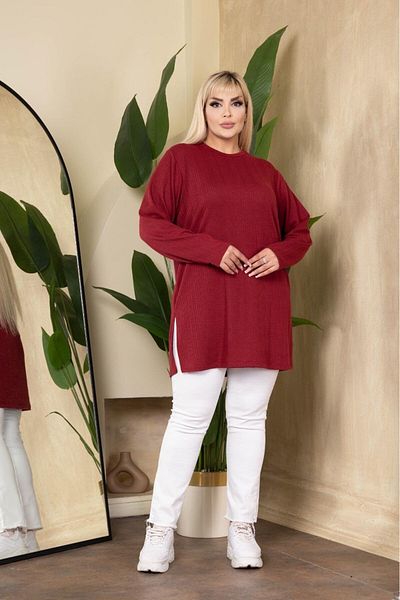 EMEZ Burgundy Tunic Blouse Plus Size Blouse
