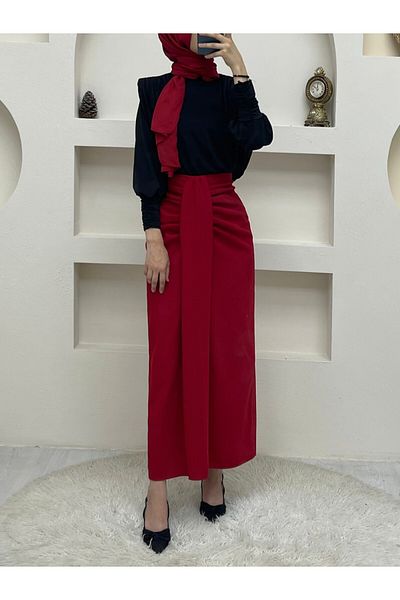 Modamorfo Pleated Skirt with Draped Front