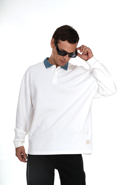 Butik TREND BİZ Поло з вишитим логотипом спереду та ззаду, оверсайз-фасон, світшот