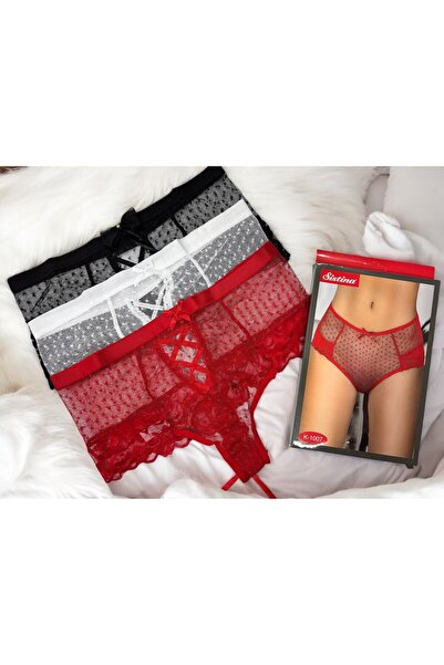 Hirazenmoda Polka Dot Lace 3-Piece Panties