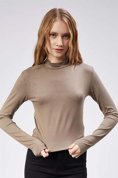 TF The Fancy For You The Fancy Women's Viscon Turtleneck Long Sleeve Mink