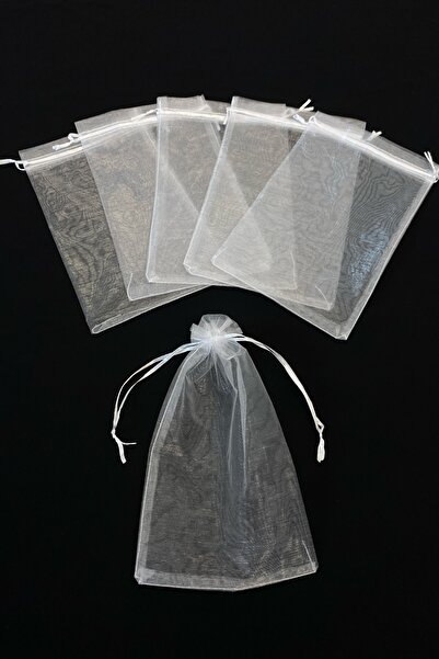 ZEYMERADE Beyaz Organze Şeffaf Tül Kese 50 Adet Ölçü 15x24cm, Hediye Gelin Düğün Bohça Çeyiz Havlu Yasin Yazma