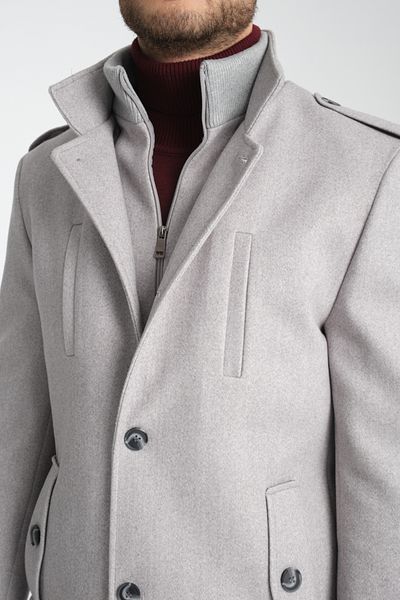 Frappoli Ανδρικό παλτό Cashmere - Χοντρό γιακά, φερμουάρ, κανονική εφαρμογή