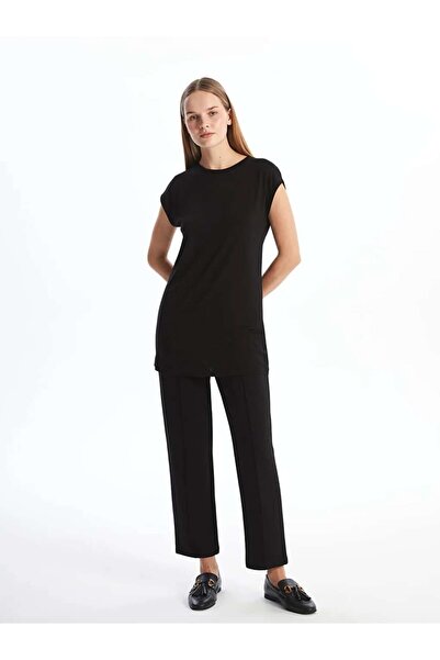 LC Waikiki LCW Modest Siyah Bisiklet Yaka Kadın Tunik