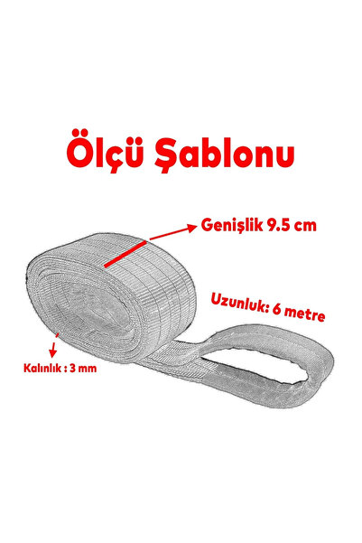 NUBLADO Vinç Sapan Polyester Spanzet 4 Ton 6 Metre Gri Sağlam Yük Kaldırma Taşıma İndirme Caraskal Halat.