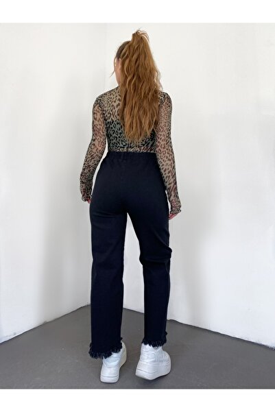 Modamorfo Belt Detailed Tasseled Jeans - Black