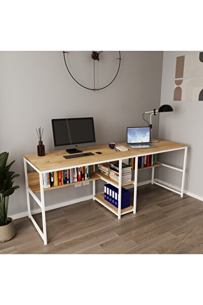Deconode Fusion Çift Kişilik Raflı Çalışma Masası