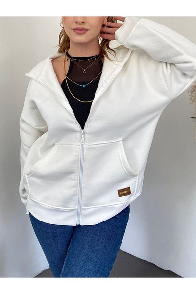 Modamorfo Kapuzenpullover mit Wappen und Reißverschluss