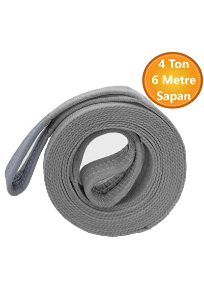 NUBLADO Vinç Sapan Polyester Spanzet 4 Ton 6 Metre Gri Sağlam Yük Kaldırma Taşıma İndirme Caraskal Halat.