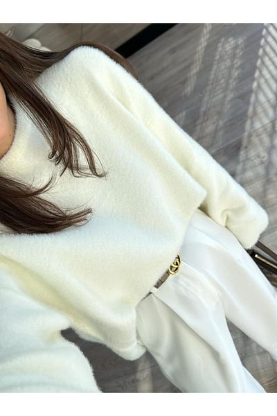 NATUFIAN STORE Pulover de bază din tricot moale cu barbă pentru femei