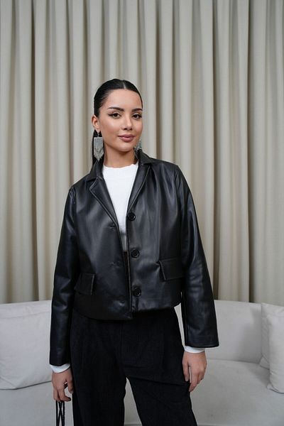 Tuba Butik Faux Leather Short Women's Jacket