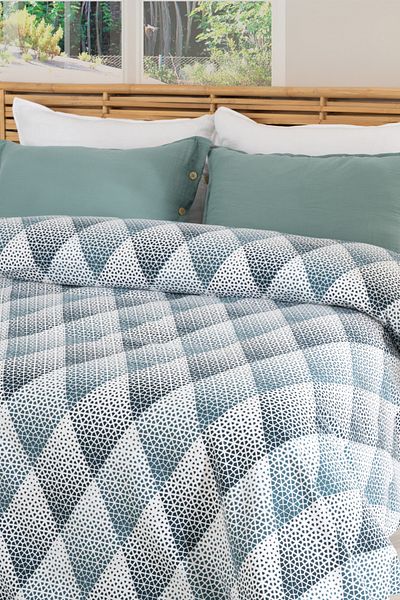 Cozy Nest Double Printed Bedspread - 100% Natural Cotton, Pique Pattern, 190X220 cm (7 Different Patterns)