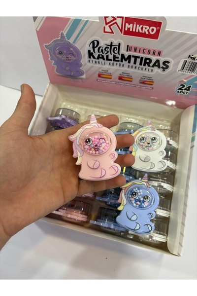 Mikro UNİCORNLU RENKLİ KÖPÜK BONCUKLU ÇİFT TARAFLI KALEMTIRAŞ