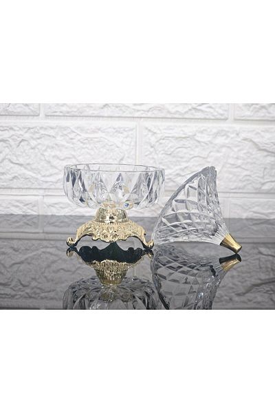 atabey home 1 Piece Fine Pattern Cast Iron Standing Dome Turkish Delight Cup Gold Detailed Mini Turkish Delight Cup 11 cm