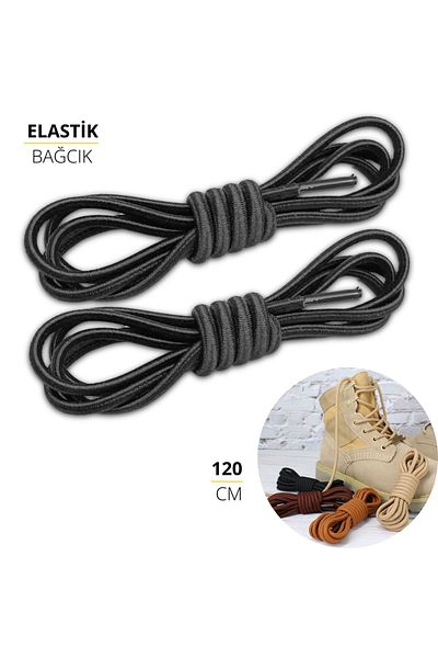 Foottab 120 cm Elastic Laces, Round Elastic Shoelaces, Boot Laces, 1 Pair