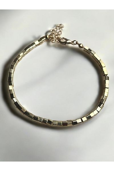 NAİFTAKIAKSESUAR Women's Cube Detailed Steel Anklet