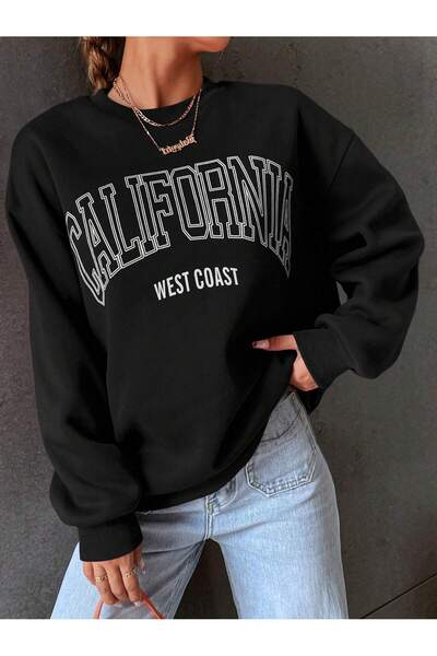 Lider Leather Hanorac imprimat cu gâtul în formă de O - Design elegant și con...