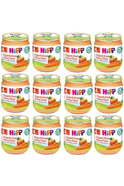 Hipp Kavanoz Maması Organik Elmalı Havuç Püresi 125 gr 12 Adet