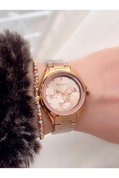 Ferrucci Spor Kasa Çelik Kadın Kol Saati+Bileklik Hediyeli