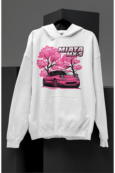 Fuddy Moda Hanorac cu glugă oversize unisex cu imprimeu Miata Mx-5