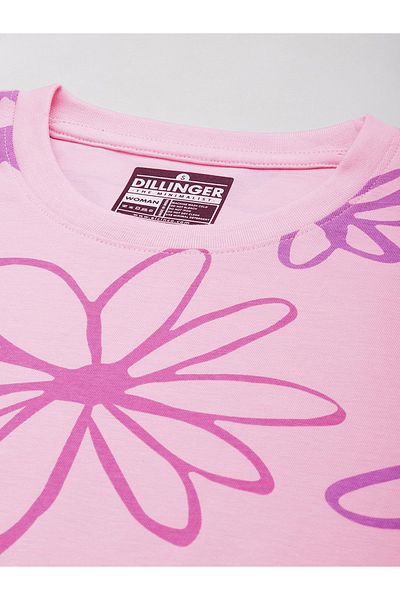 Dillinger By Styli Oversized Flower Print Combed Cotton T-Shirt