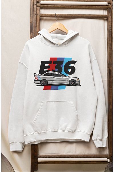 Fuddy Moda Φούτερ Unisex E36 με στάμπα Oversize με κουκούλα - Φούτερ με θέμα το αυτοκίνητο