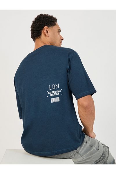 Styli Acid Washed Slogan Print Oversized T-Shirt