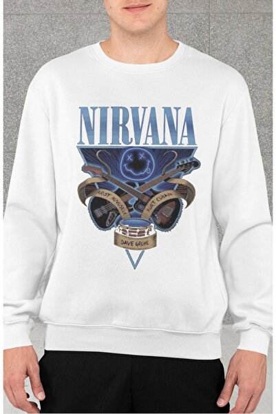 Fuddy Moda Унісекс-светр без капюшона з написом Nirvana, оверсайз-светр з принтом рок-гурту