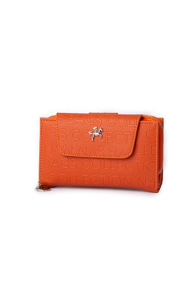 Nas Bag Women's Medium Size Multi-Card Holder Orange Embossed